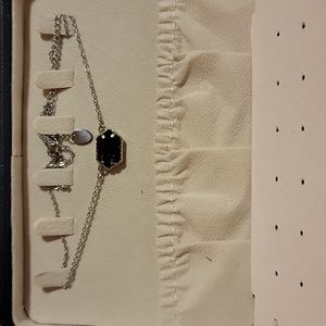 Plunder black crystal necklace with silver chain.